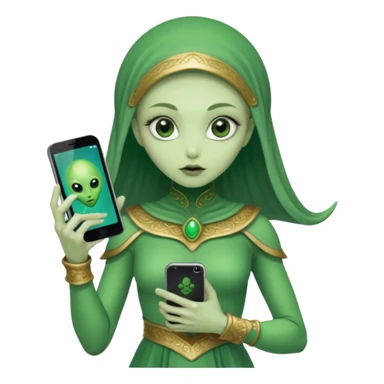 alien with persion crawl custome dress and smartphone sticker