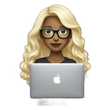 platinum-blonde-girl-in-trasparent-colour-glasses-using-macbook sticker