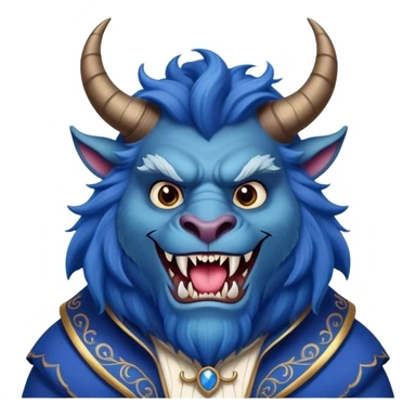 The Beast from Beauty and the Beast, furry blue monster with horns and fangs wearing elegant royal clothes sticker