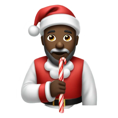 Black santa eating a candy cane sticker