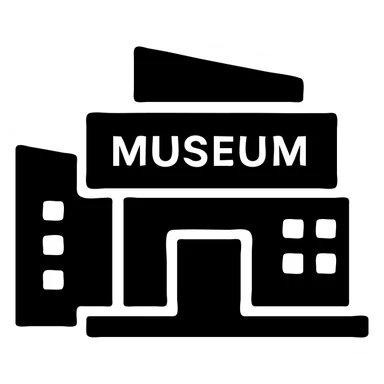 cultural building, modern museum, black fill, concise silhouette, urban theme, uniform line thickness sticker