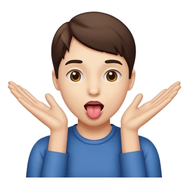 Tongue out with hands on the side opening  sticker