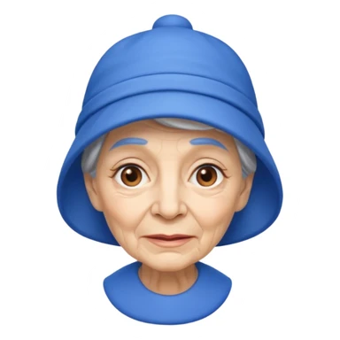 elderly woman with blue hat sticker