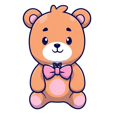 light pink teddy bear with pink bow tie sticker