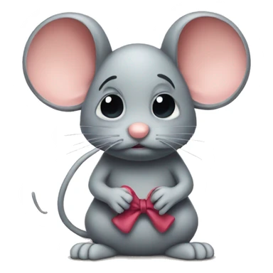 Sad mouse with a bow sticker