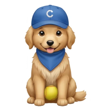 Golden retriever dog with blue baseball cap fullbody sitting down sticker