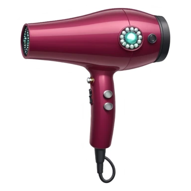 burgundy blow dryer covered in ges sticker