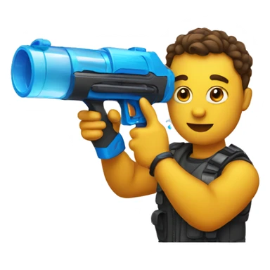 A emoji holding a water gun sticker