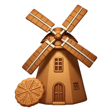 Speculaas Cinematic Realistic Speculaas Biscuit Emoji, depicted as a spiced speculaas cookie crafted in the shape of a windmill and warm, inviting lighting. sticker