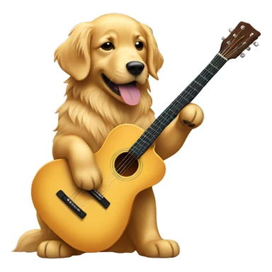 golden retriever playing a guitar sticker