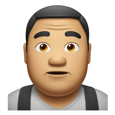 Fat Asian man with goofy face sticker