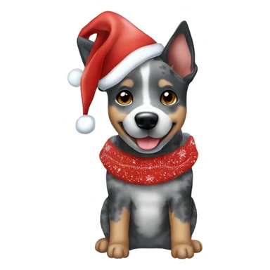 Black and gray blue heeler in Christmas clothing  sticker