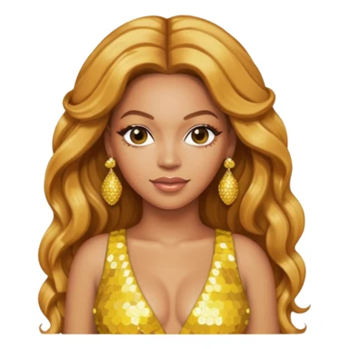 Beyonce with long strawberry blonde hair, yellow sequin outfit and earrings  sticker
