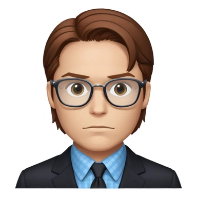 zemo brown hair with glasses, black suit, light blue checkered shirt marvel from captain america: civil war sticker