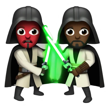Dark Vador fight Obi-Wan Kenobi green and red lightsabers sticker