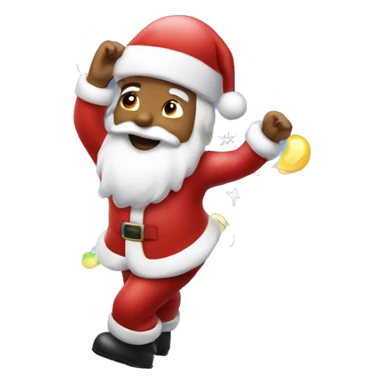 Dancing Santa Clause as DJ and fairy lights sticker