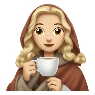 White Girl with a blanket and a cup of tea sticker