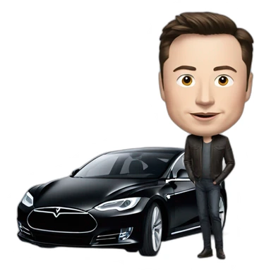 Elon musk with a tesla sticker