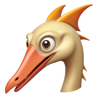 Cinematic Comical Pterodactyl Portrait Emoji, Head tilted dramatically with an exaggeratedly shocked expression, featuring a sleek, streamlined body with a quirky, animated beak and wide, comically expressive eyes full of playful disbelief, Simplified yet hilariously expressive features, highly detailed, glowing with a slightly sassy ethereal glow, high shine, dramatic yet playful, stylized with an air of cheeky prehistoric mischief, soft glowing outline, capturing the essence of a meme-worthy Pterodactyl that looks ready to side-eye its way into viral fame! sticker