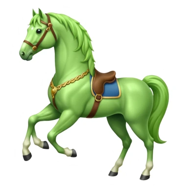 Green horse standing up with two feets  sticker
