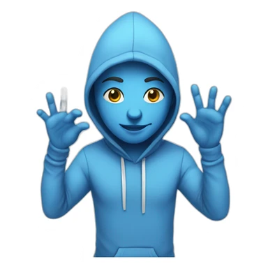 emoji blue Shiva with 6 hands in hoodie sticker