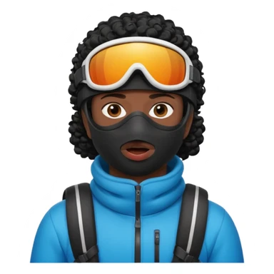 make a yn in a ski mask but but the mask is only covering his mouth and his hair is curly and black and ski goggles on his hair sticker