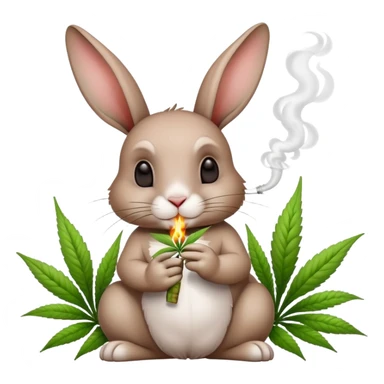 Rabbit that is smoking marijuana with a spring flower theme with marijuana plants sticker