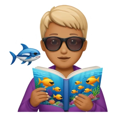 une personne qui lit un panneau afin d'en apprendre plus sur la vie marine  sticker