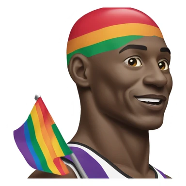 Micheal Jordan with a pride flag sticker