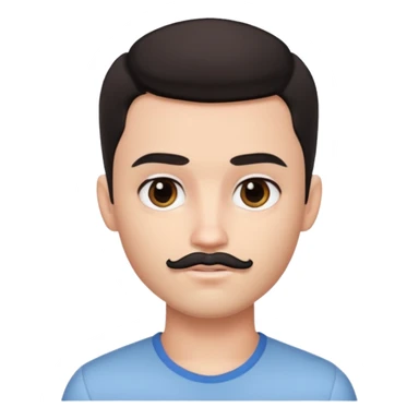 pretty handsome bratz man has black eyes,  short dark hair,  short mustache , pale skin, defined jawline sticker