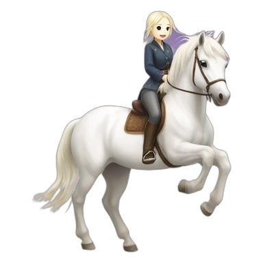 white horse riding japanese cute girl sticker
