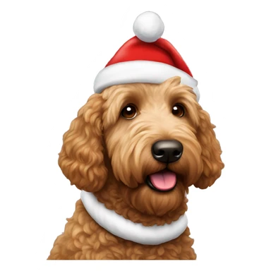 Brown golden doodle Doug With Santa hat  sticker