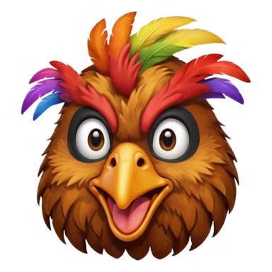 A retarded looking chicken head sticker