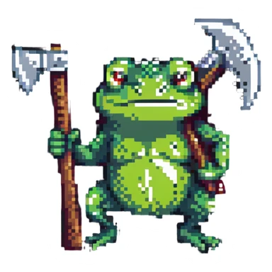angry frog with axe sticker