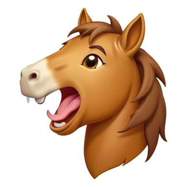 Cinematic Cute Yawning Bay Horse Portrait Emoji, Head tilted slightly with a dramatic, wide-open yawn, revealing a smooth bay fur with a subtle luster, floppy ears slightly drooping, round amber eyes barely open in drowsy contentment, Simplified yet irresistibly adorable features, highly detailed, glowing with a soft, cozy glow, high shine, relaxed yet expressive, stylized with a touch of equine whimsy, bright and endearing, soft glowing outline, capturing the essence of a sleepy yet affectionate horse, so drowsy it feels like it could stretch out of the screen and curl up for a nap! sticker