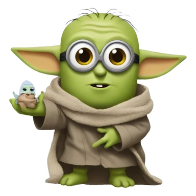 Minion holding Baby Yoda sticker
