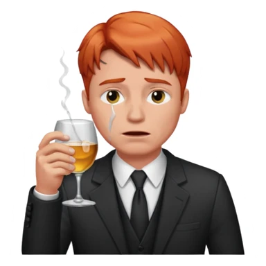 Male lawyer with light red hair that is crying and drinking alcohol  sticker
