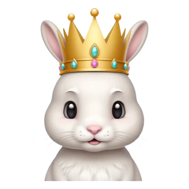 white cute bunny with big crown, funny, standing sticker