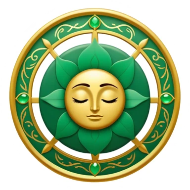 Un libro verde esmeralda con detalles dorados y una textura suave, con un círculo zen, un rayo de luz o un loto en la portada, irradiando presencia, calma y despertar espiritual. ☀️🌀🌿 sticker