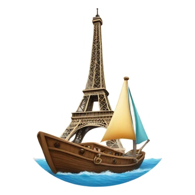 Eifeltower on a boat at sea sticker