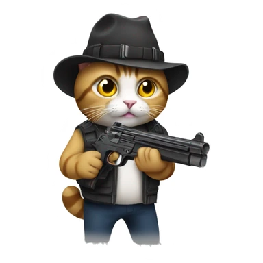 a cat with a gun sticker