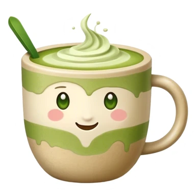realistic Matcha latte in beige stone mug sticker
