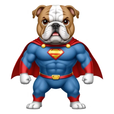 bulldog ingles traje super héroe sticker