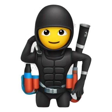 Ninja wearing a scuba tank and flippers sticker