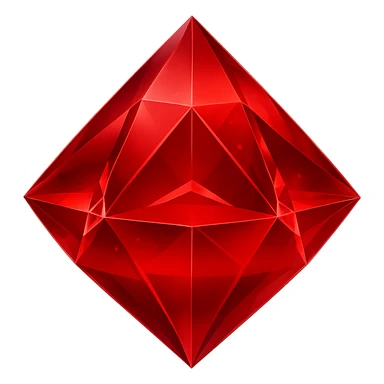 Edit the image to make the crystal with rainbow reflections red. Keep the original style and transparent background. sticker