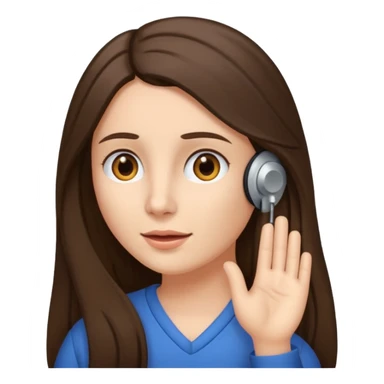 brunette woman long hair with hearing impairment sticker