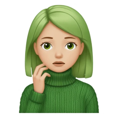 girl has sore throat in green sweater sticker