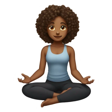 light skin black girl with dark brown chest length curly hair, in seated fire log yoga pose sticker