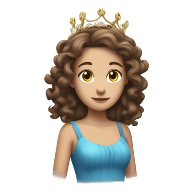Girl with brown hair and blue dress and tentacles on her back and a tiara on her head sticker