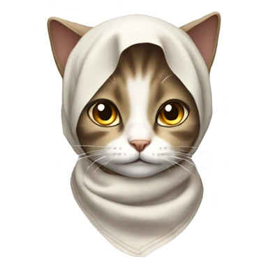 A cat wearing a headscarf tied under the chin like babushkas sticker